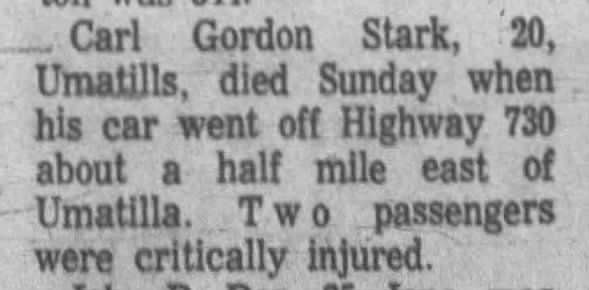 Carl Gordon Stark death notice STARK, Nolan Michael & Thurza Adeline CANNON tree